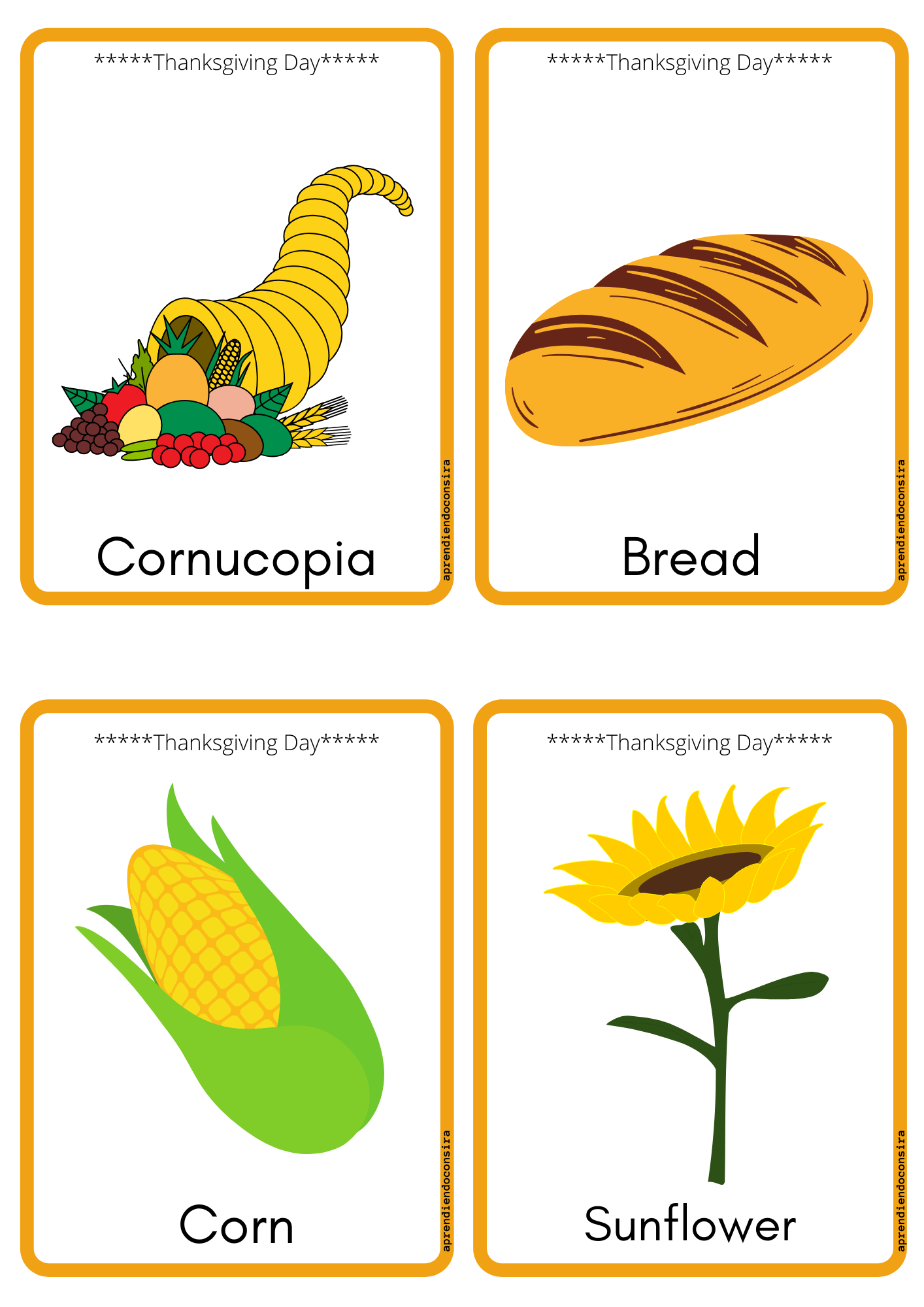 Flashcards Thanksgiving Day
