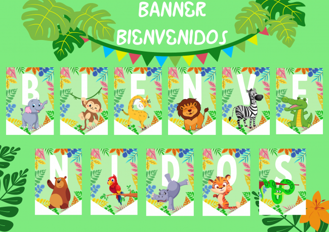 Cartel Banner bienvenidos para decorar el aula